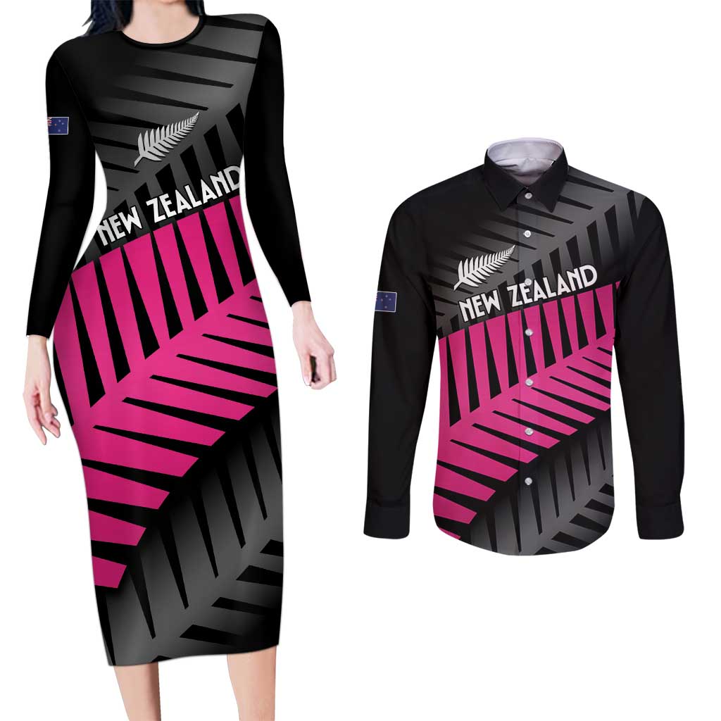 New Zealand Silver Fern Rugby Custom Couples Matching Long Sleeve Bodycon Dress and Long Sleeve Button Shirt 2025 All Black Go Champions - Aussie Hoodie