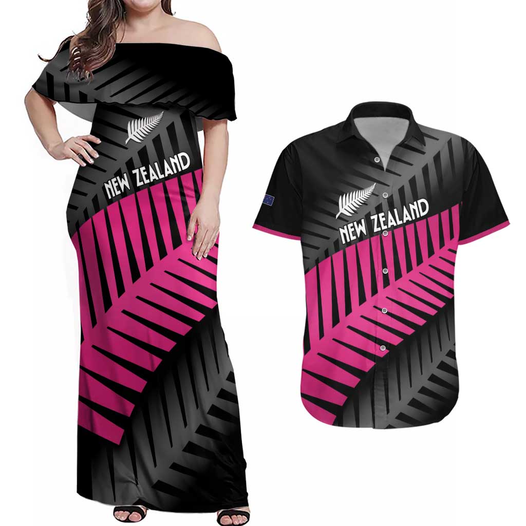 New Zealand Silver Fern Rugby Custom Couples Matching Off Shoulder Maxi Dress and Hawaiian Shirt 2025 All Black Go Champions - Aussie Hoodie