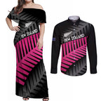New Zealand Silver Fern Rugby Custom Couples Matching Off Shoulder Maxi Dress and Long Sleeve Button Shirt 2025 All Black Go Champions - Aussie Hoodie