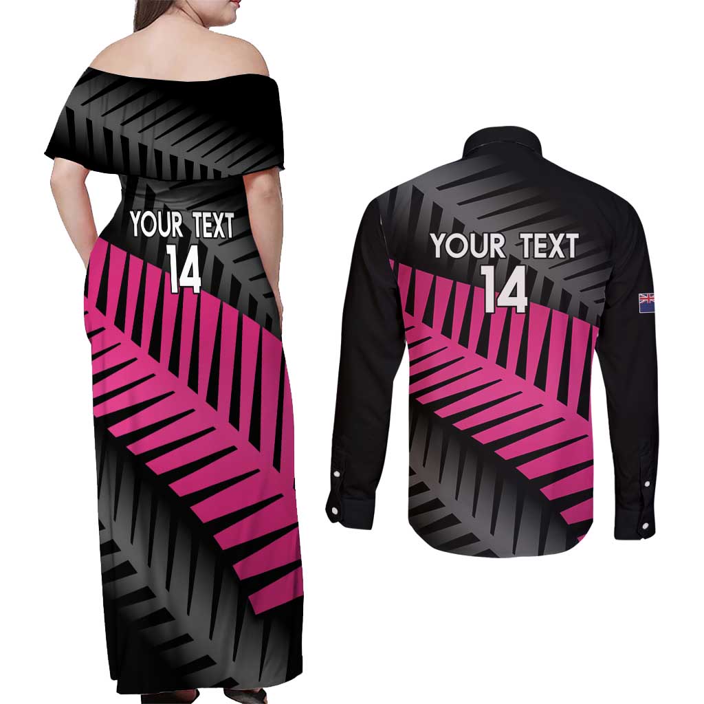 New Zealand Silver Fern Rugby Custom Couples Matching Off Shoulder Maxi Dress and Long Sleeve Button Shirt 2025 All Black Go Champions - Aussie Hoodie