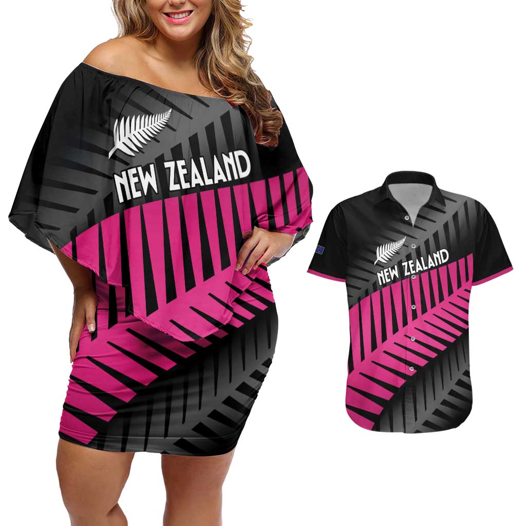 New Zealand Silver Fern Rugby Custom Couples Matching Off Shoulder Short Dress and Hawaiian Shirt 2025 All Black Go Champions - Aussie Hoodie