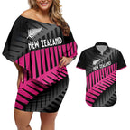 New Zealand Silver Fern Rugby Custom Couples Matching Off Shoulder Short Dress and Hawaiian Shirt 2025 All Black Go Champions - Aussie Hoodie