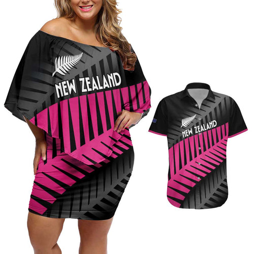 New Zealand Silver Fern Rugby Custom Couples Matching Off Shoulder Short Dress and Hawaiian Shirt 2025 All Black Go Champions - Aussie Hoodie