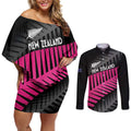 New Zealand Silver Fern Rugby Custom Couples Matching Off Shoulder Short Dress and Long Sleeve Button Shirt 2025 All Black Go Champions - Aussie Hoodie
