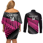 New Zealand Silver Fern Rugby Custom Couples Matching Off Shoulder Short Dress and Long Sleeve Button Shirt 2025 All Black Go Champions - Aussie Hoodie