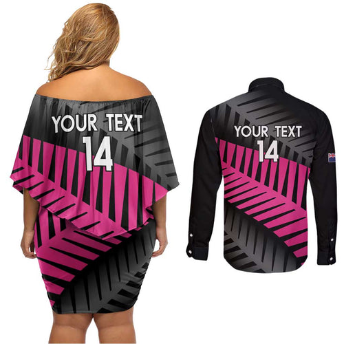 New Zealand Silver Fern Rugby Custom Couples Matching Off Shoulder Short Dress and Long Sleeve Button Shirt 2025 All Black Go Champions - Aussie Hoodie