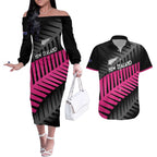 New Zealand Silver Fern Rugby Custom Couples Matching Off The Shoulder Long Sleeve Dress and Hawaiian Shirt 2025 All Black Go Champions - Aussie Hoodie