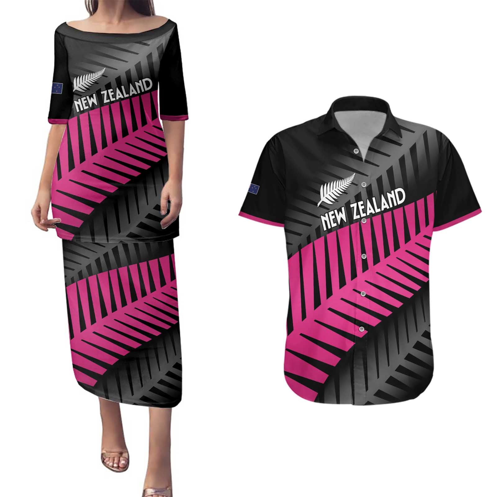 New Zealand Silver Fern Rugby Custom Couples Matching Puletasi and Hawaiian Shirt 2025 All Black Go Champions - Aussie Hoodie