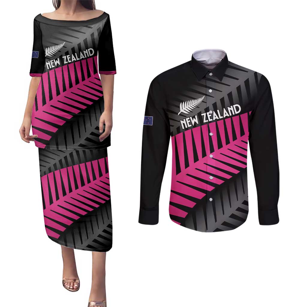 New Zealand Silver Fern Rugby Custom Couples Matching Puletasi and Long Sleeve Button Shirt 2025 All Black Go Champions - Aussie Hoodie