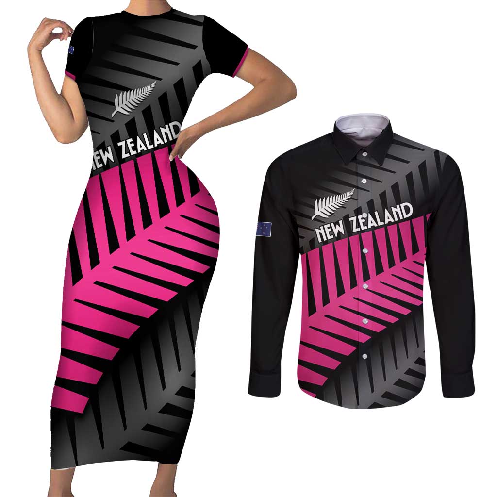New Zealand Silver Fern Rugby Custom Couples Matching Short Sleeve Bodycon Dress and Long Sleeve Button Shirt 2025 All Black Go Champions - Aussie Hoodie