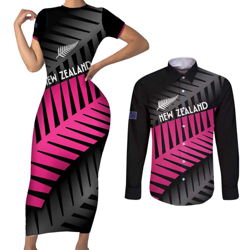 New Zealand Silver Fern Rugby Custom Couples Matching Short Sleeve Bodycon Dress and Long Sleeve Button Shirt 2025 All Black Go Champions - Aussie Hoodie
