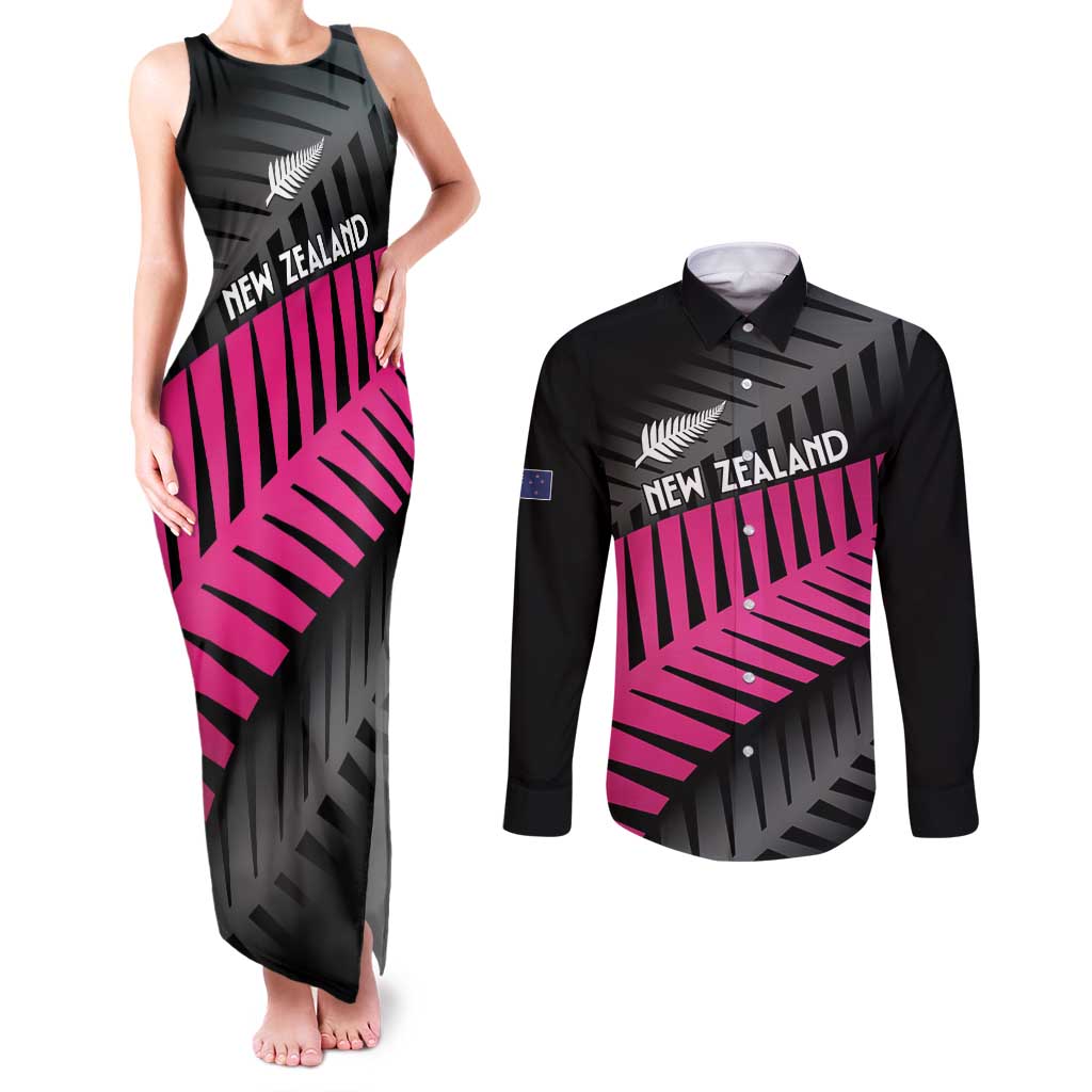 New Zealand Silver Fern Rugby Custom Couples Matching Tank Maxi Dress and Long Sleeve Button Shirt 2025 All Black Go Champions - Aussie Hoodie