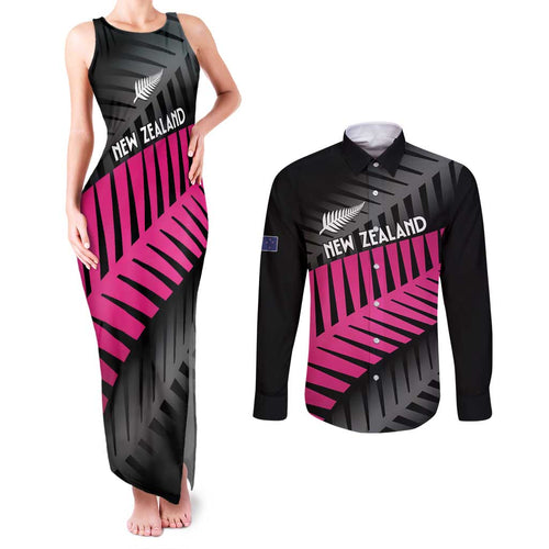 New Zealand Silver Fern Rugby Custom Couples Matching Tank Maxi Dress and Long Sleeve Button Shirt 2025 All Black Go Champions - Aussie Hoodie