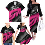 New Zealand Silver Fern Rugby Custom Family Matching Off The Shoulder Long Sleeve Dress and Hawaiian Shirt 2025 All Black Go Champions - Aussie Hoodie