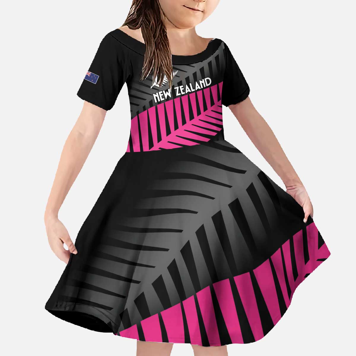 New Zealand Silver Fern Rugby Custom Family Matching Off The Shoulder Long Sleeve Dress and Hawaiian Shirt 2025 All Black Go Champions - Aussie Hoodie