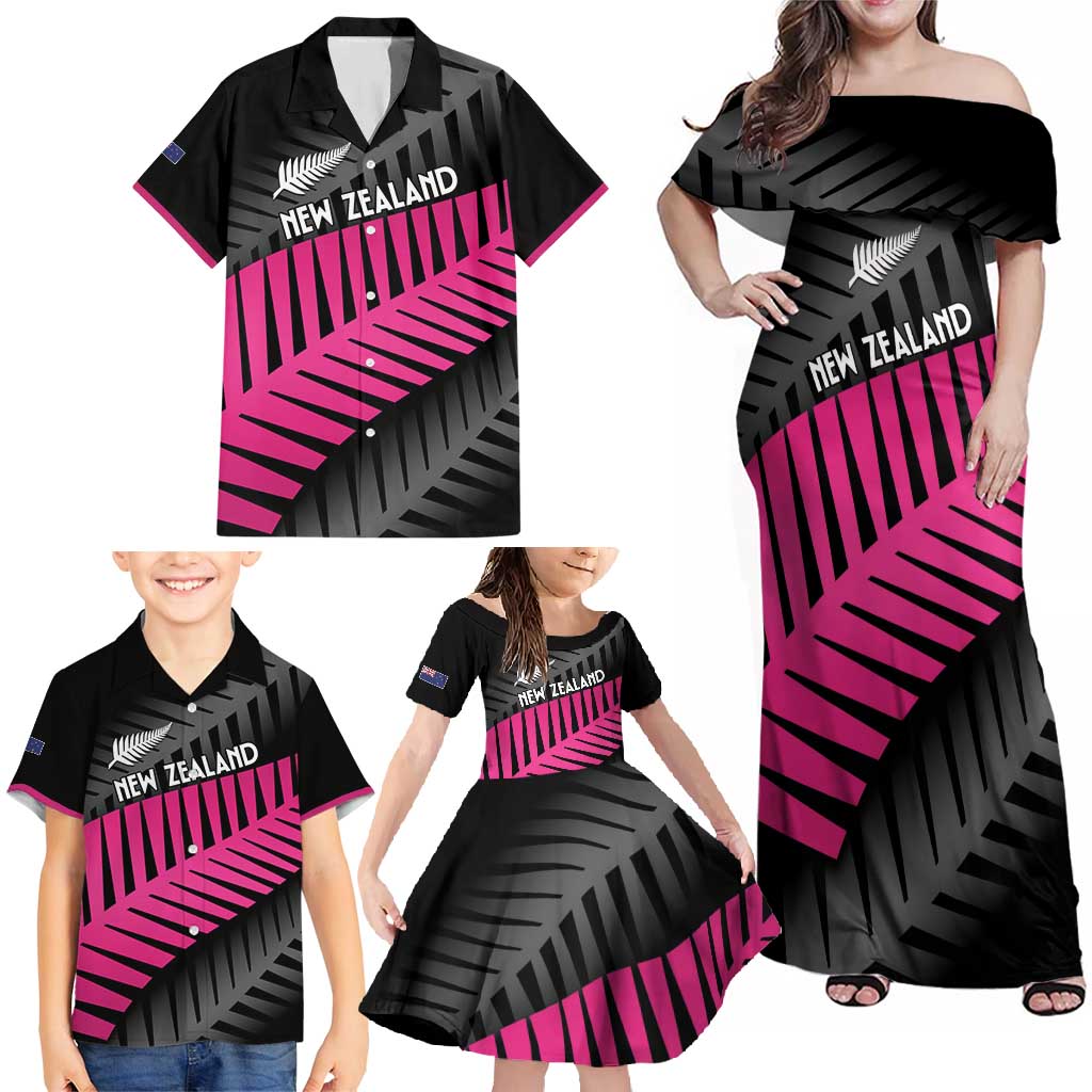 New Zealand Silver Fern Rugby Custom Family Matching Off Shoulder Maxi Dress and Hawaiian Shirt 2025 All Black Go Champions - Aussie Hoodie