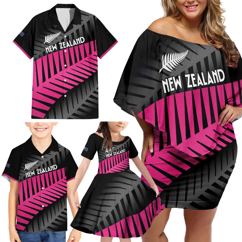 New Zealand Silver Fern Rugby Custom Family Matching Off Shoulder Short Dress and Hawaiian Shirt 2025 All Black Go Champions - Aussie Hoodie