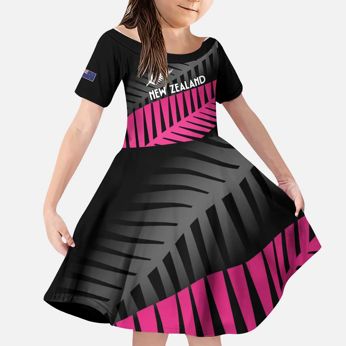 New Zealand Silver Fern Rugby Custom Kid Short Sleeve Dress 2025 All Black Go Champions - Aussie Hoodie