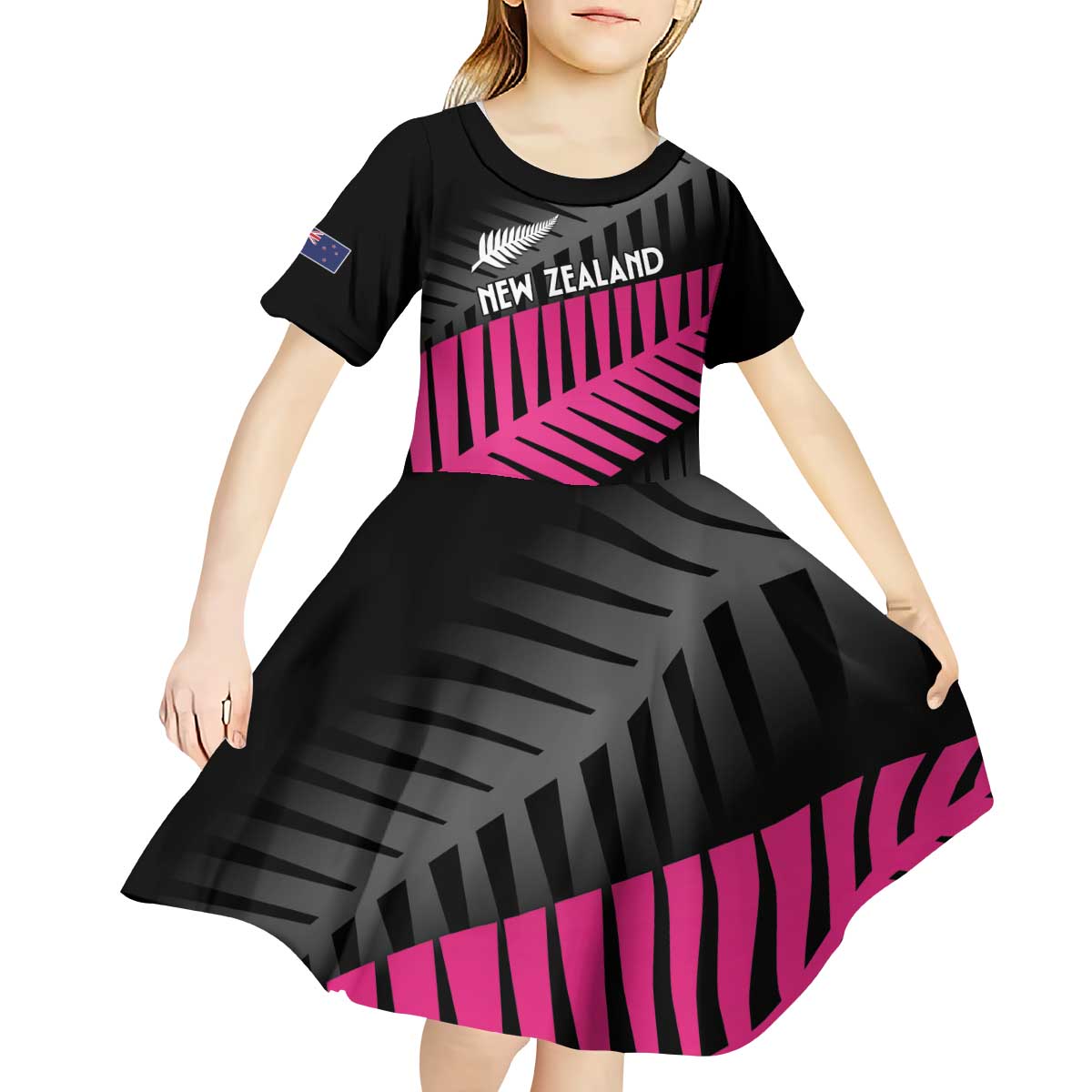 New Zealand Silver Fern Rugby Custom Kid Short Sleeve Dress 2025 All Black Go Champions - Aussie Hoodie