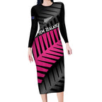 New Zealand Silver Fern Rugby Custom Long Sleeve Bodycon Dress 2025 All Black Go Champions - Aussie Hoodie