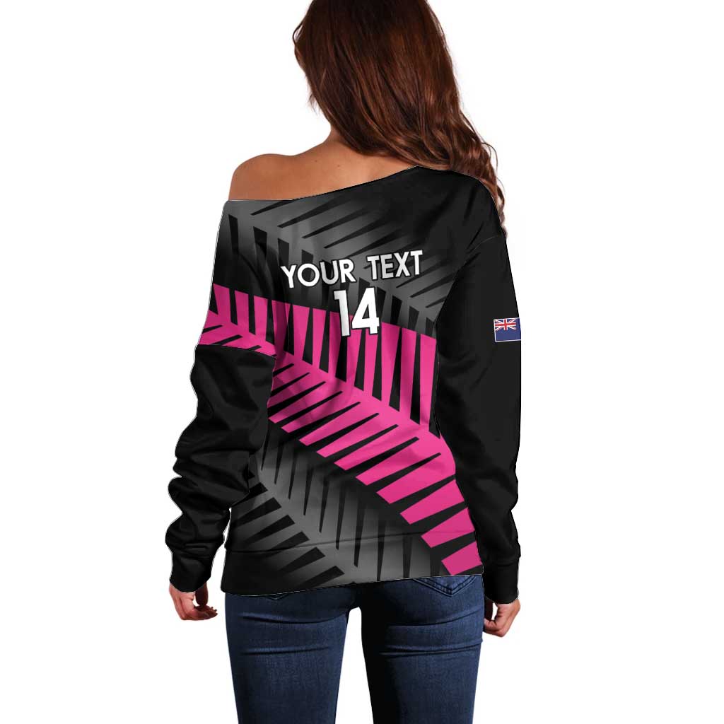 New Zealand Silver Fern Rugby Custom Off Shoulder Sweater 2025 All Black Go Champions - Aussie Hoodie