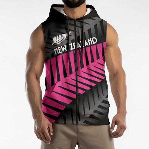 New Zealand Silver Fern Rugby Custom Sleeveless Zip Hoodie 2025 All Black Go Champions LT14