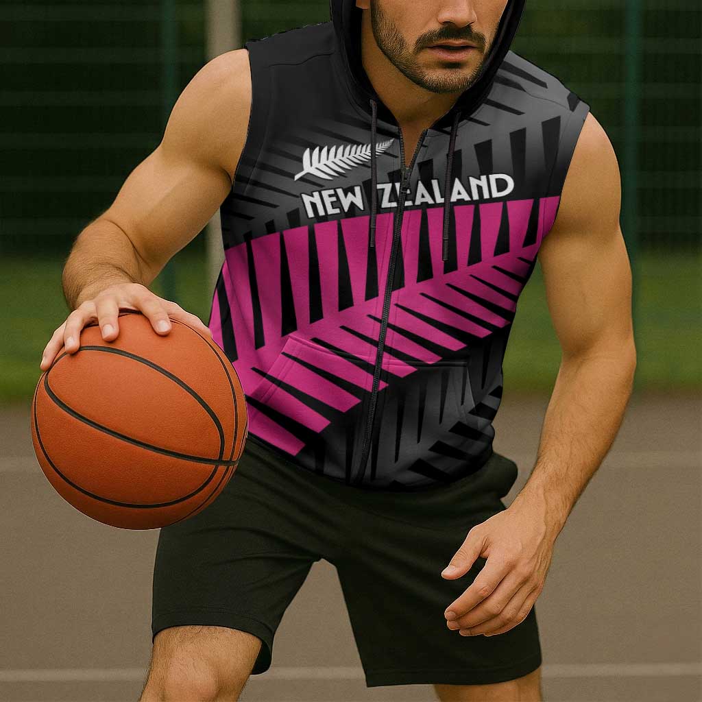 New Zealand Silver Fern Rugby Custom Sleeveless Zip Hoodie 2025 All Black Go Champions LT14