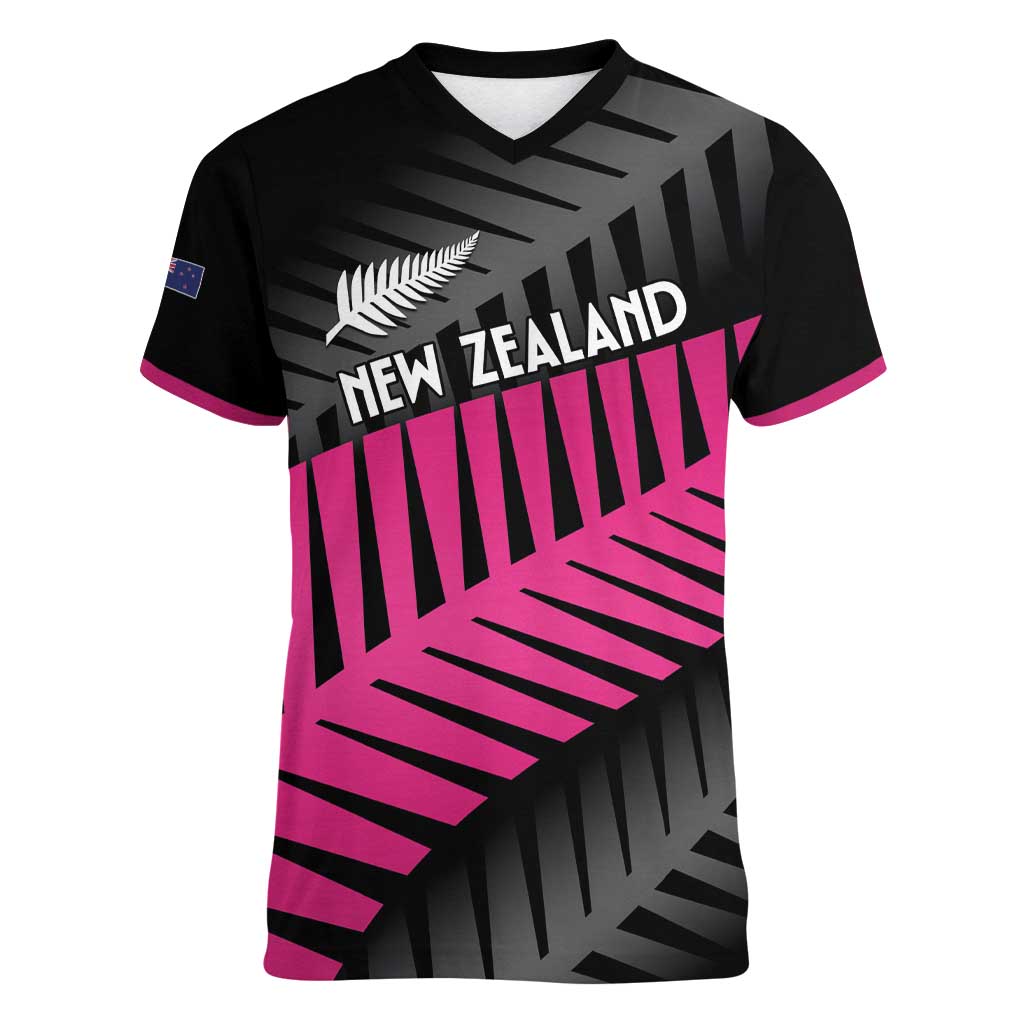 New Zealand Silver Fern Rugby Custom Women V-Neck T-Shirt 2025 All Black Go Champions - Aussie Hoodie