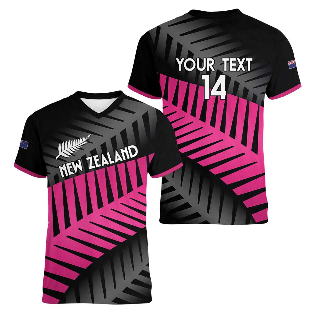 New Zealand Silver Fern Rugby Custom Women V-Neck T-Shirt 2025 All Black Go Champions - Aussie Hoodie