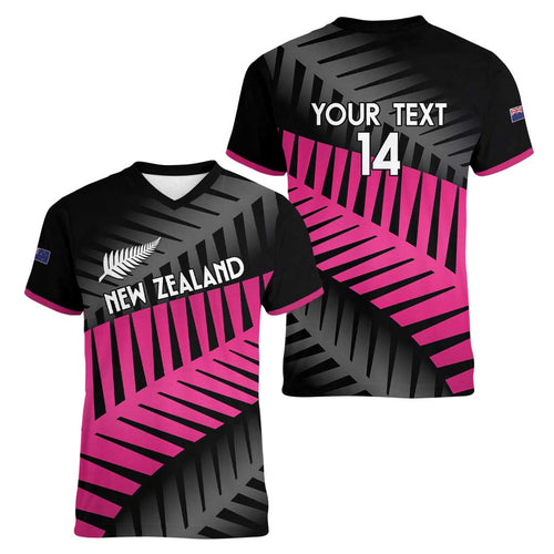 New Zealand Silver Fern Rugby Custom Women V-Neck T-Shirt 2025 All Black Go Champions - Aussie Hoodie