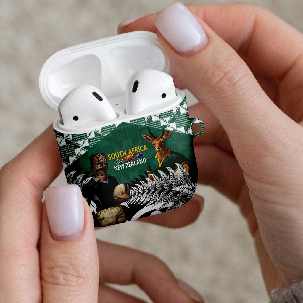 New Zealand South Africa Rugby AirPods Case Springboks Kente All Black Maori Together - Aussie Hoodie