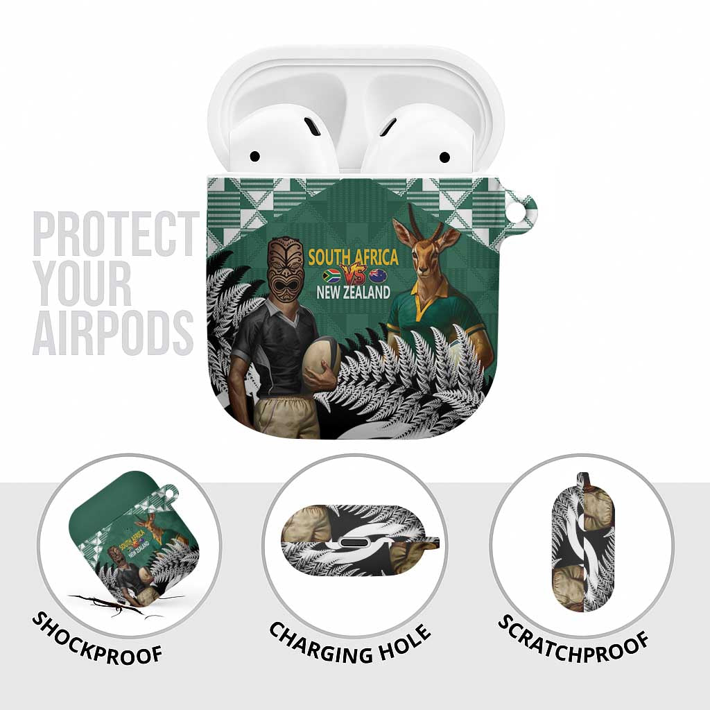 New Zealand South Africa Rugby AirPods Case Springboks Kente All Black Maori Together - Aussie Hoodie