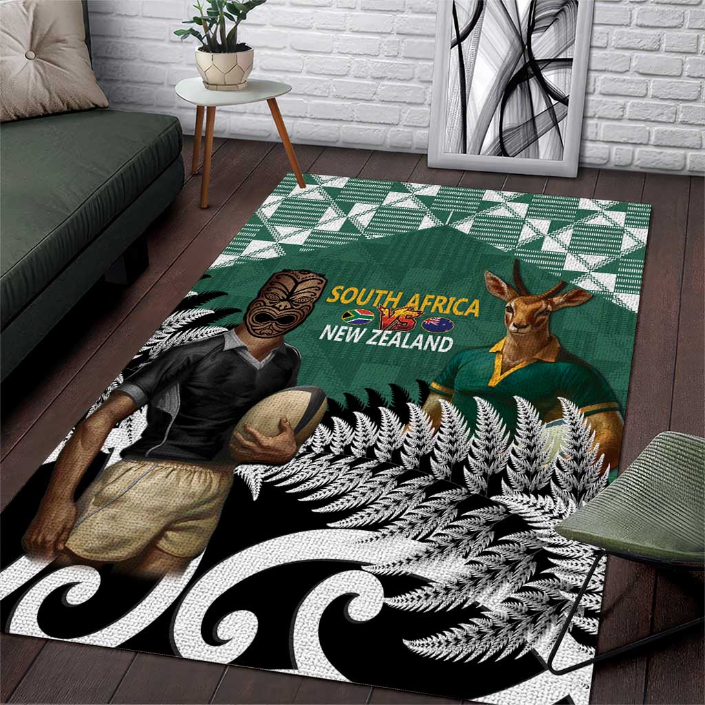 New Zealand South Africa Rugby Area Rug Springboks Kente All Black Maori Together - Aussie Hoodie