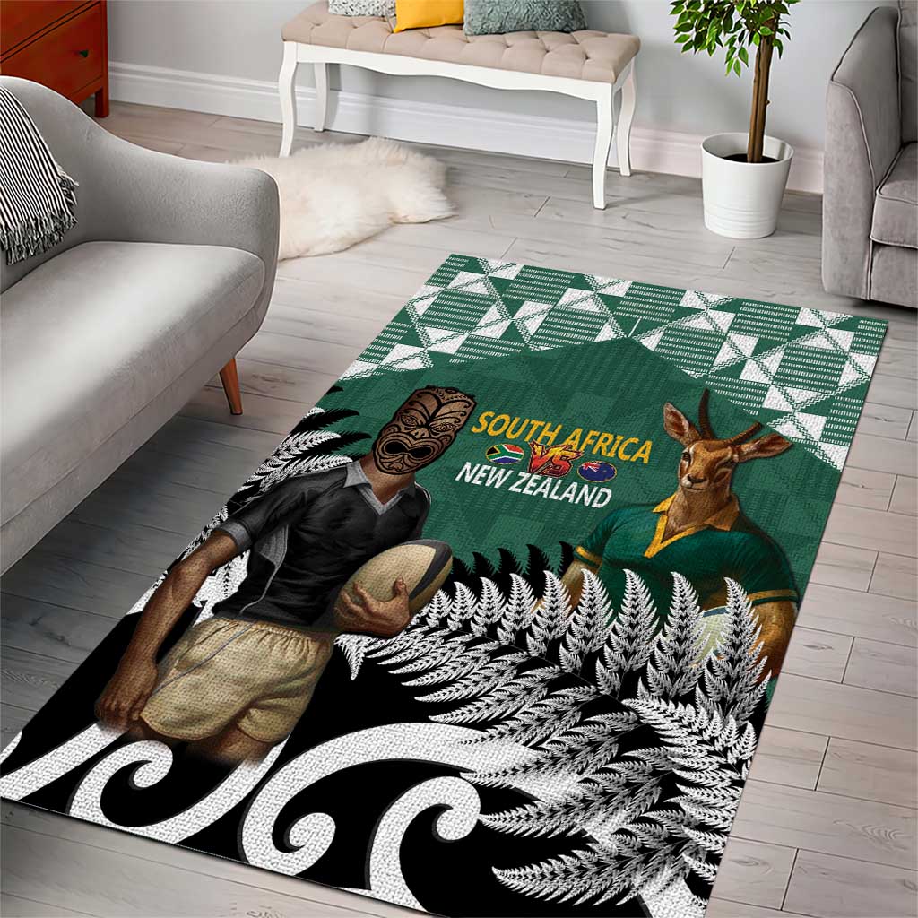 New Zealand South Africa Rugby Area Rug Springboks Kente All Black Maori Together - Aussie Hoodie