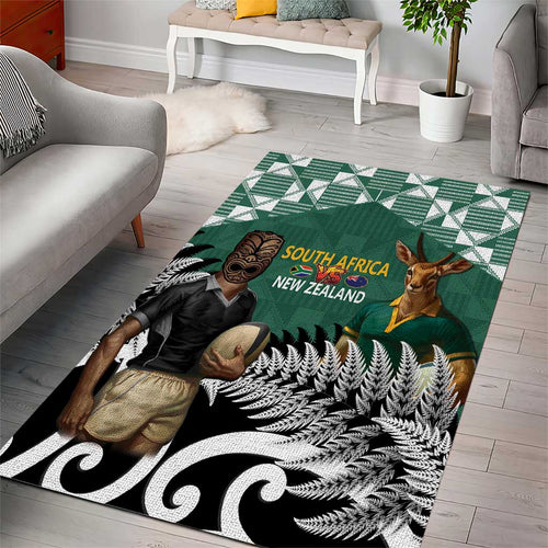 New Zealand South Africa Rugby Area Rug Springboks Kente All Black Maori Together - Aussie Hoodie