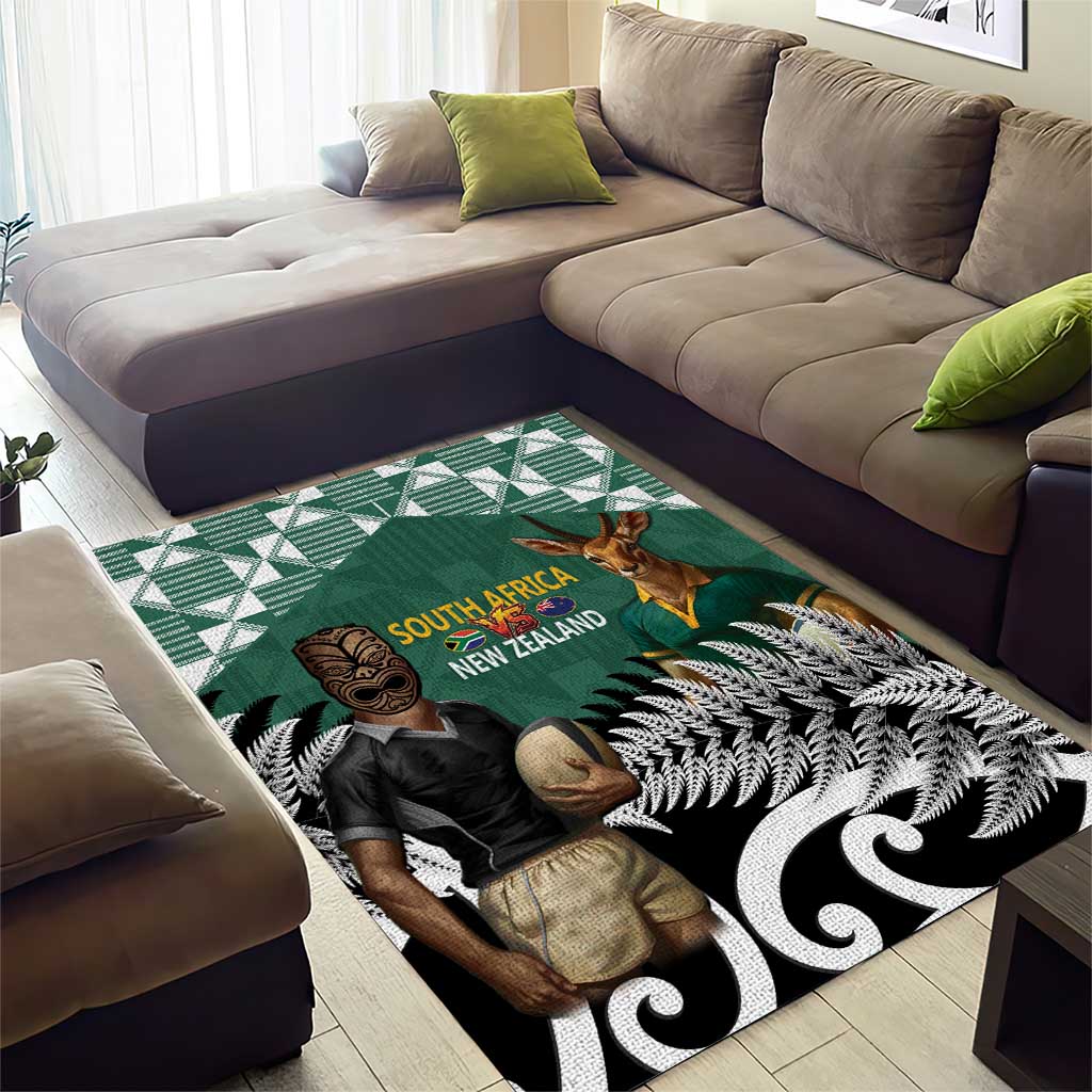 New Zealand South Africa Rugby Area Rug Springboks Kente All Black Maori Together - Aussie Hoodie