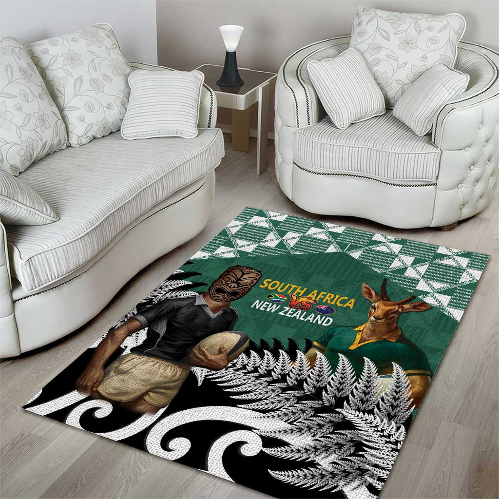 New Zealand South Africa Rugby Area Rug Springboks Kente All Black Maori Together - Aussie Hoodie