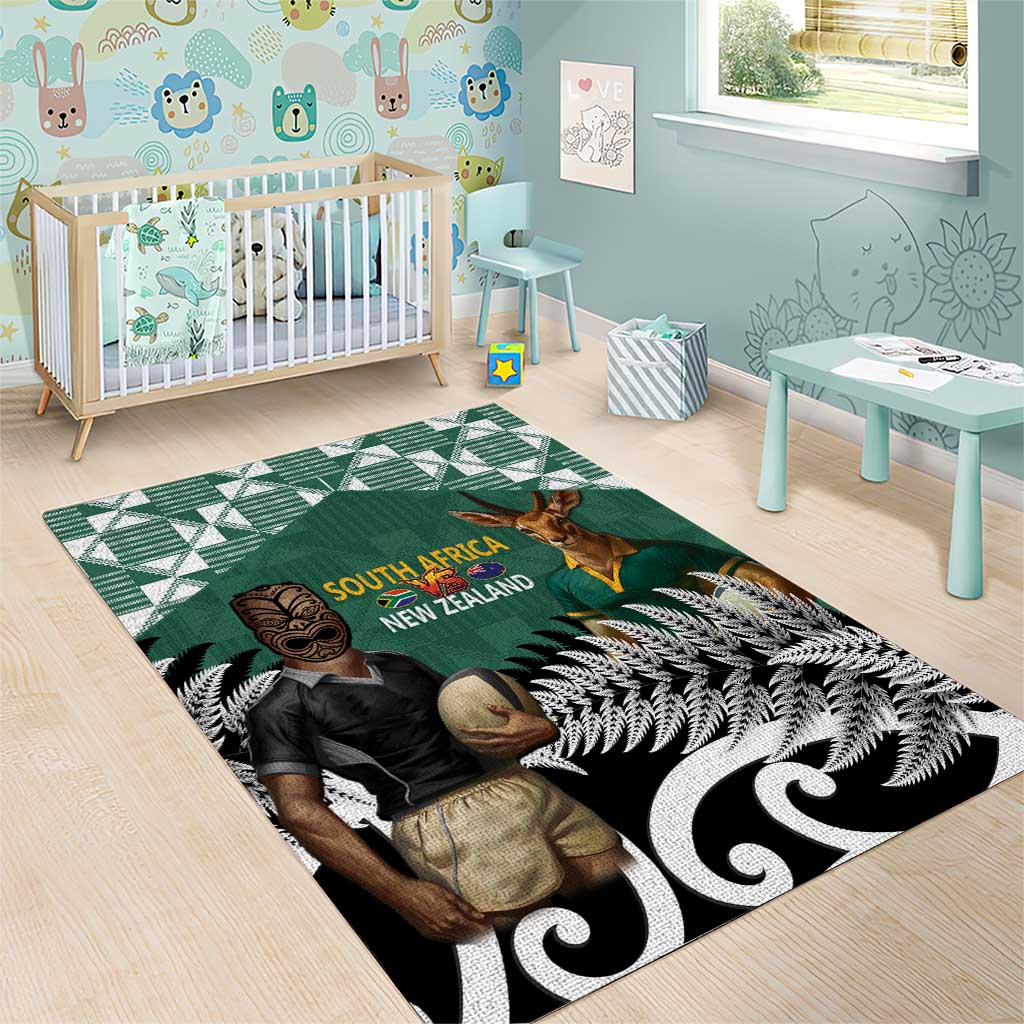 New Zealand South Africa Rugby Area Rug Springboks Kente All Black Maori Together - Aussie Hoodie