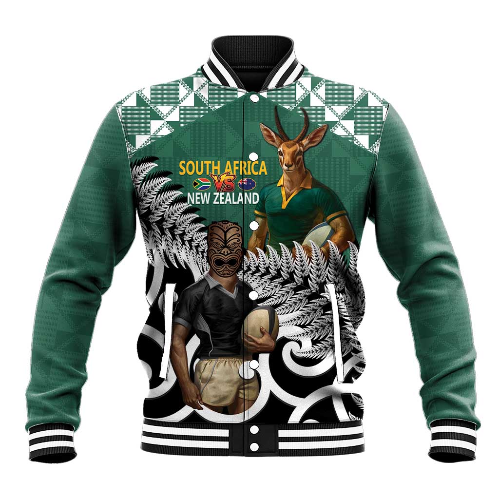 New Zealand South Africa Rugby Custom Baseball Jacket Springboks Kente All Black Maori Together - Aussie Hoodie