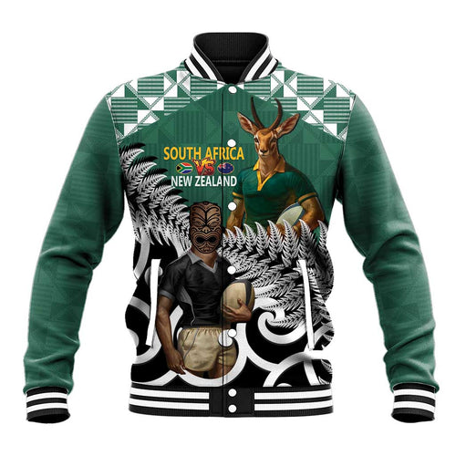 New Zealand South Africa Rugby Custom Baseball Jacket Springboks Kente All Black Maori Together - Aussie Hoodie