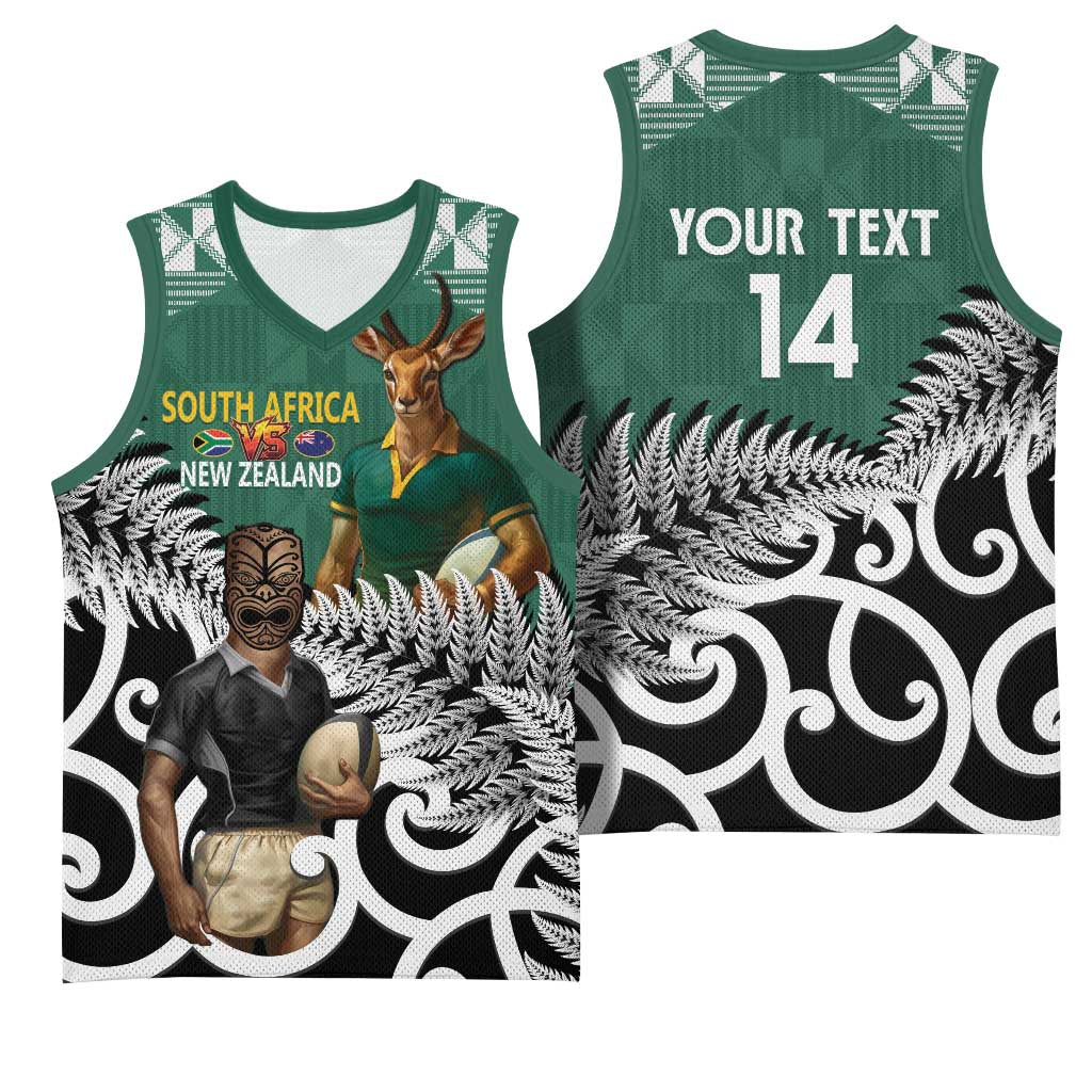 New Zealand South Africa Rugby Custom Basketball Jersey Springboks Kente All Black Maori Together - Aussie Hoodie