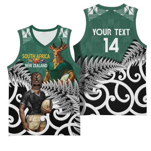 New Zealand South Africa Rugby Custom Basketball Jersey Springboks Kente All Black Maori Together - Aussie Hoodie