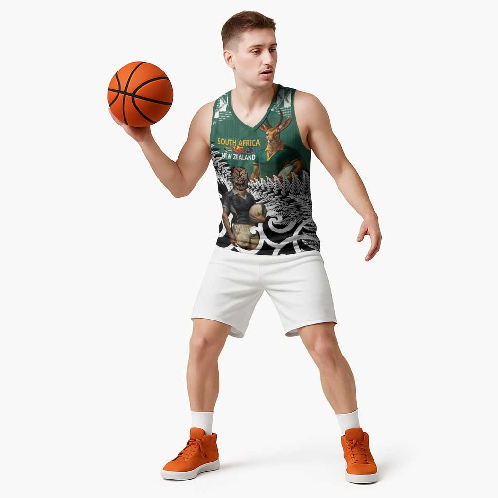 New Zealand South Africa Rugby Custom Basketball Jersey Springboks Kente All Black Maori Together - Aussie Hoodie