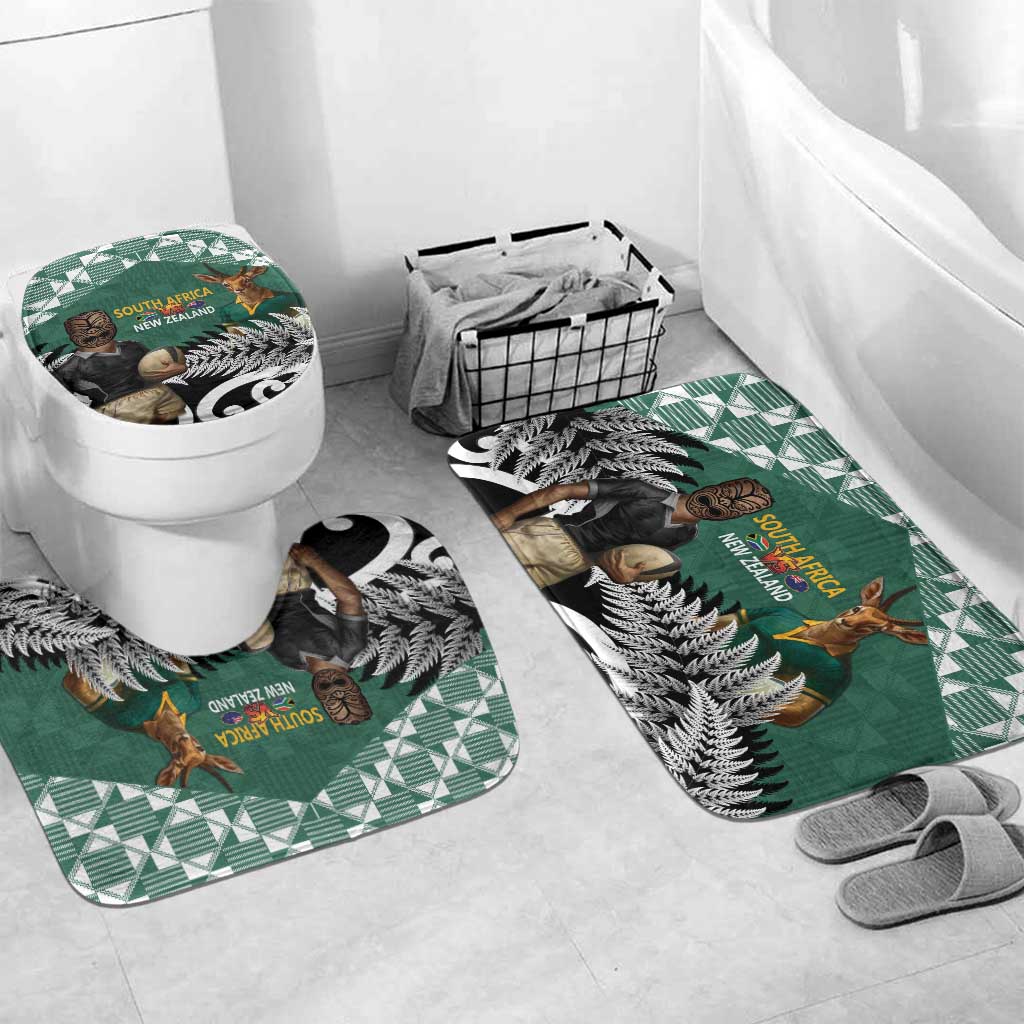 New Zealand South Africa Rugby Bathroom Set Springboks Kente All Black Maori Together - Aussie Hoodie
