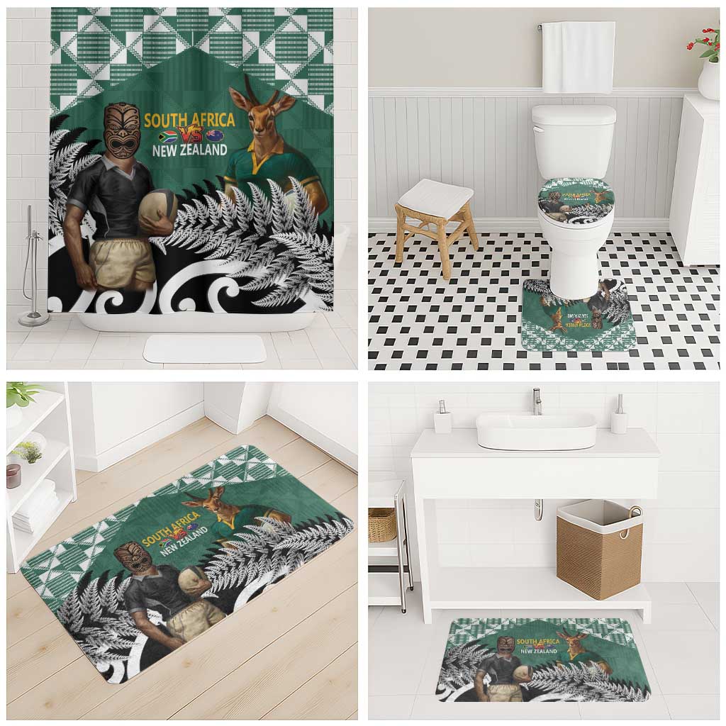 New Zealand South Africa Rugby Bathroom Set Springboks Kente All Black Maori Together - Aussie Hoodie