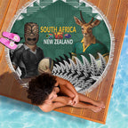New Zealand South Africa Rugby Beach Blanket Springboks Kente All Black Maori Together - Aussie Hoodie