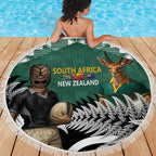 New Zealand South Africa Rugby Beach Blanket Springboks Kente All Black Maori Together - Aussie Hoodie