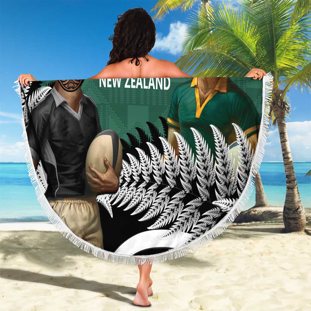 New Zealand South Africa Rugby Beach Blanket Springboks Kente All Black Maori Together - Aussie Hoodie