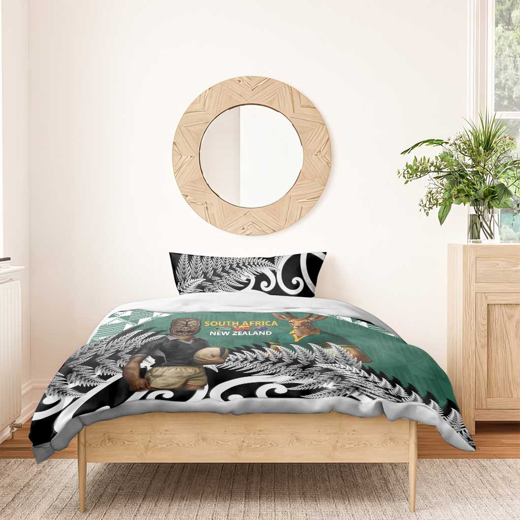 New Zealand South Africa Rugby Bedding Set Springboks Kente All Black Maori Together - Aussie Hoodie