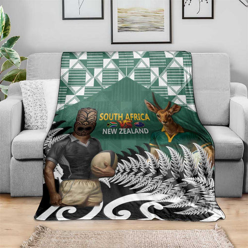 New Zealand South Africa Rugby Blanket Springboks Kente All Black Maori Together - Aussie Hoodie